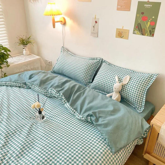 Four Seasons Universal Bed Sheet Quilt Cover Cotton Four-piece Student Dormitory Single Double 1.8m 2.0m Bedding Set