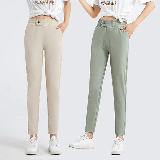 S-3XL Female Solid Color Thin Casual Cropped Pants Sports Sweatpants Women's Spring Summer Large Size Loose Long Harem Pants