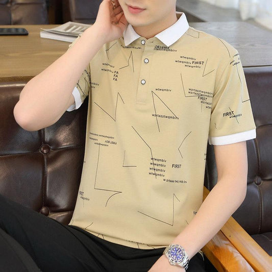 Summer Men's Short-sleeved T-shirt Lapel Cotton Shirt Youth Trend Men's Clothing