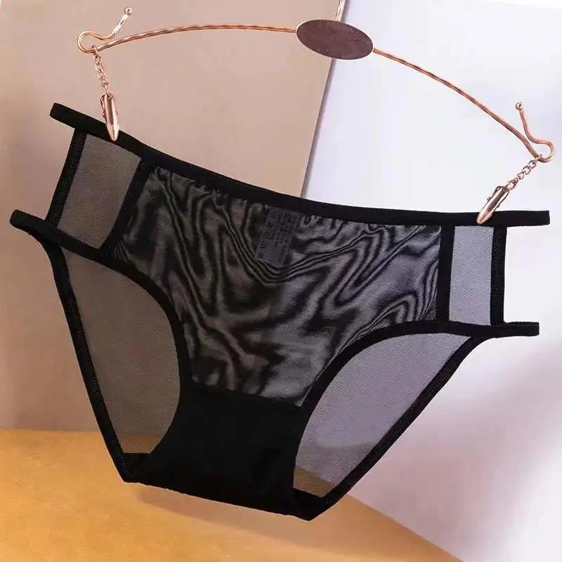 Large Size Panties Women's Transparent Mesh Lace Sexy Seamless Elastic Panties