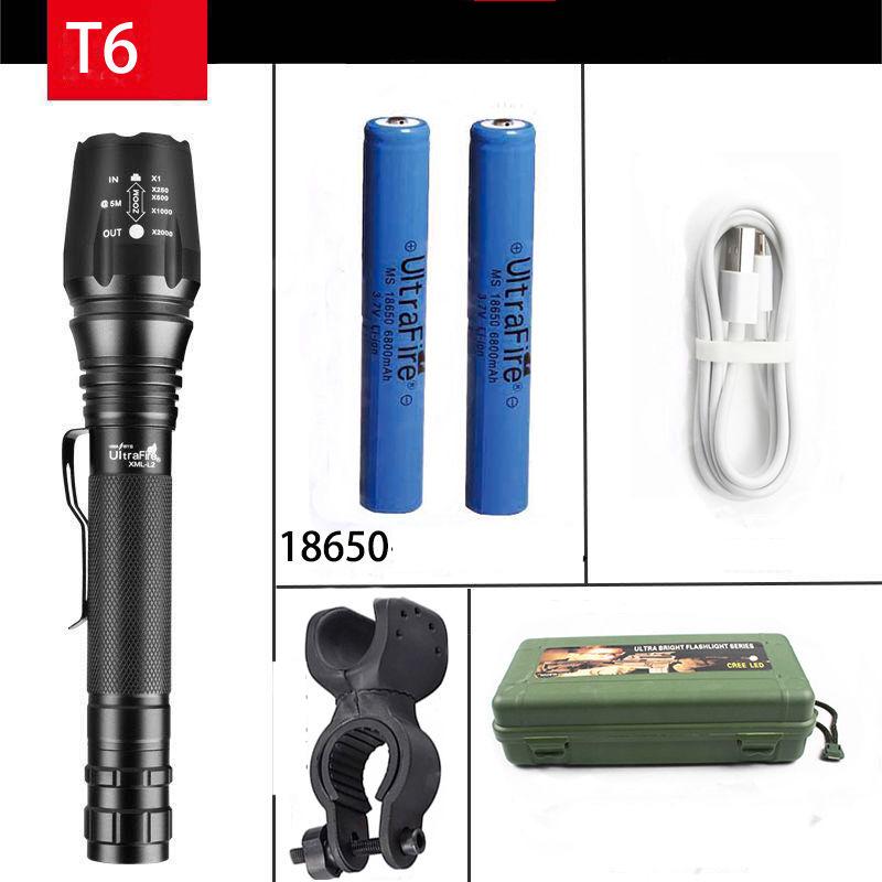 USB Rechargeable Flashlight Outdoor Long-range Ultra-bright Night Riding Multi-function Zoom Special Forces Xenon Lamp
