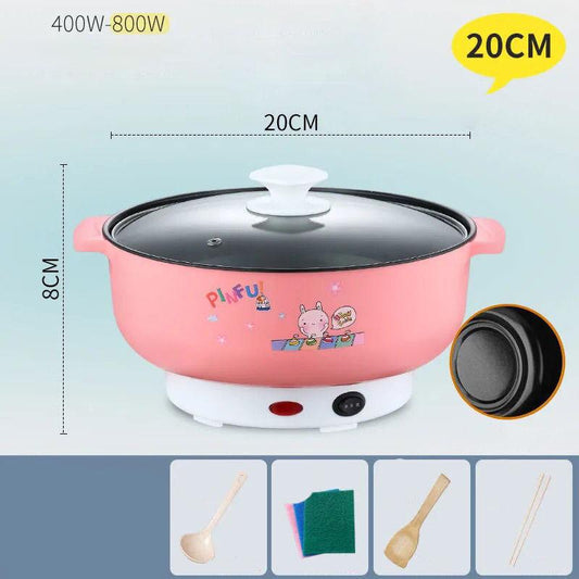 800W Dual-levels Electric Heat Pot 20cm Non-stick Cookware Boiling Soup Pot Frying Pan with For One Person