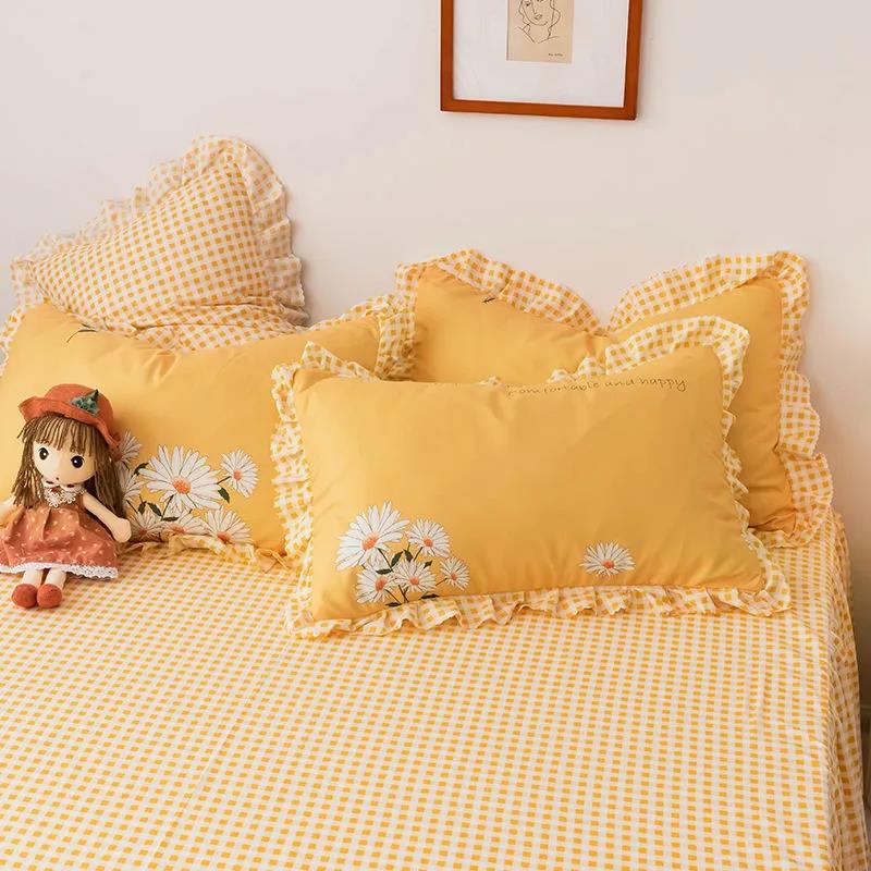 Pastoral Print Lace Pillowcase Plus Size 48*74cm Two-pack Pillow Core Dust Cover Student Dormitory