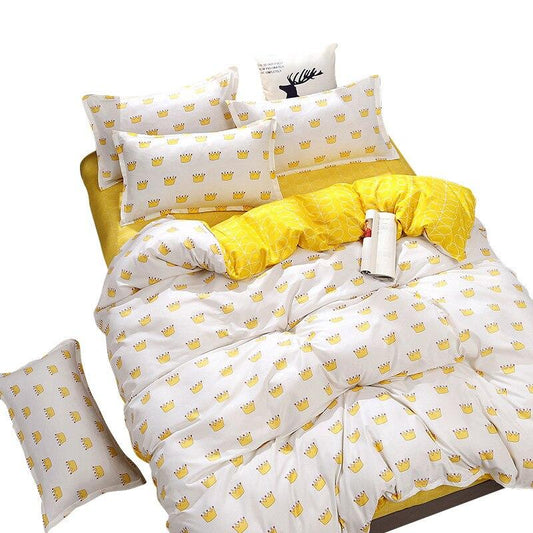 Cheap Four-Piece Bedding Set Quilt Cover Sheet Pillowcases Suit Polyester Anti-Static Delicate Children's Student Princess Style