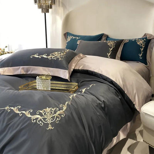 European Silk Silk Four-piece Water Washing Baked Bed Is Sleeve Package Set