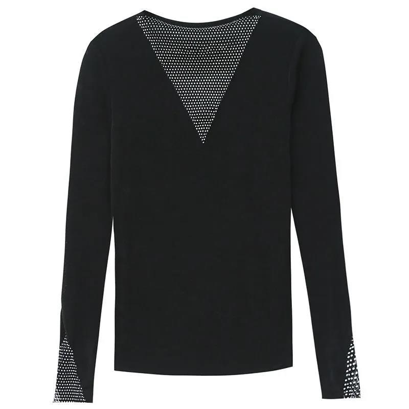 Spring and Autumn Women's Long-sleeved Round Neck Slim Bottoming Shirt Solid Color Top