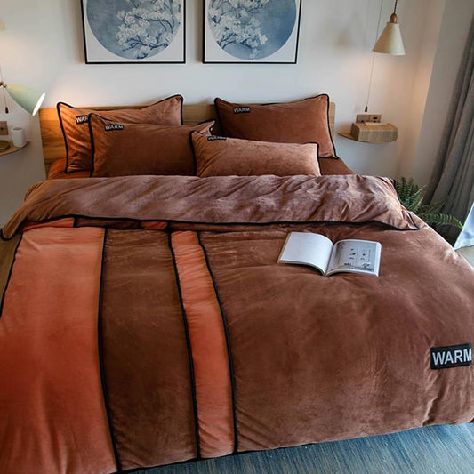 Flannel Fleece Bedding Set Soft Duvet Cover Winter Warm Queen King Size Bed Linen Bed Sheet