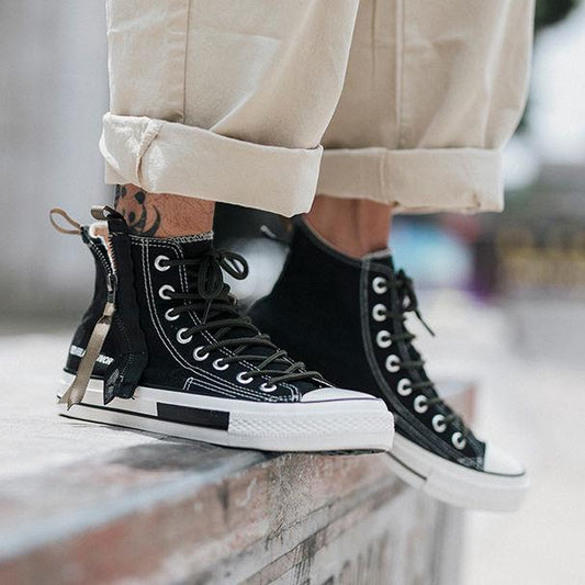 High-top ins canvas shoes men's black men's shoes British trend cloth shoes boys casual sneakers