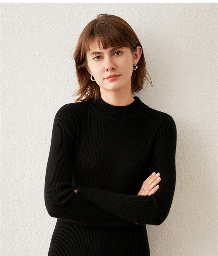 Wealthy Bird Autumn and Winter Cardigan Women's Self-cultivation Solid Color Thickening Half High Neck Cashmere Knitted Sweater Bottoming Shirt Tide
