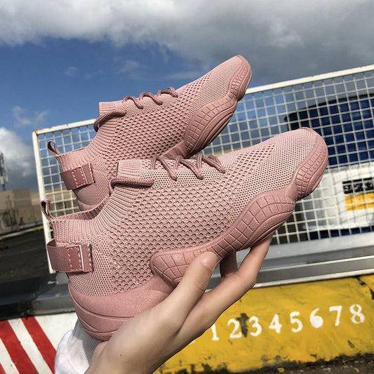Women's Shoes Casual Sneaker Knitting Fabric Ladies Shoes Mesh Comfort Lace-up Flat Platform Shoes