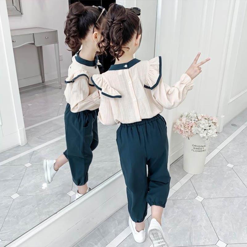Girls Sports Suits Children Summer Wear Spring and Autumn Two-piece Suits Leisure Loose Sports Long-sleeved Children's Pullovers Two-piece Suits