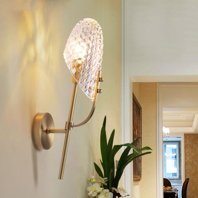 Copper wall lamp post modern light luxury living room study bedroom bedside wall lamp aisle lamp