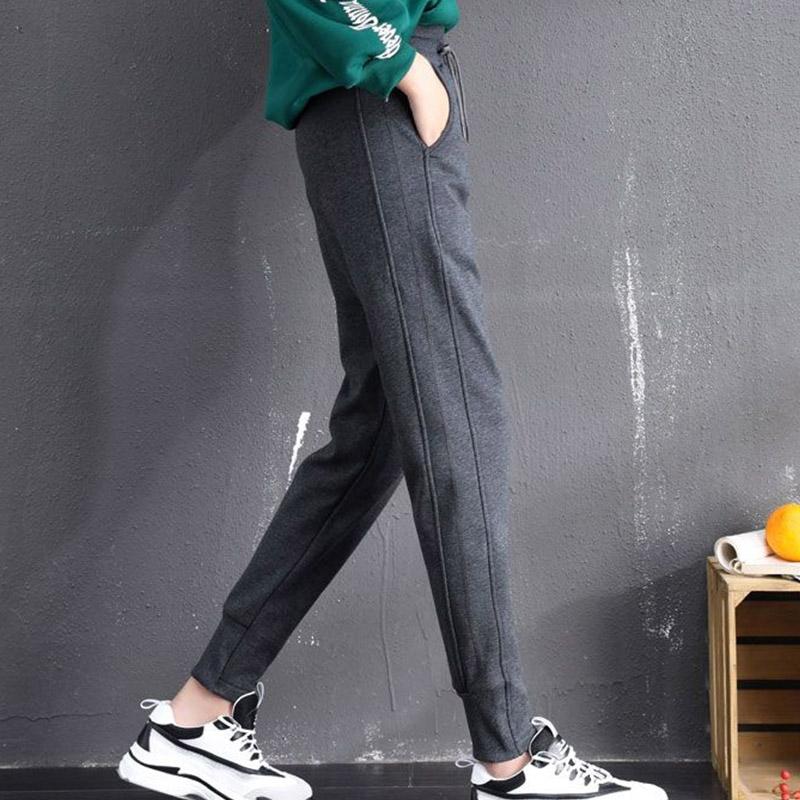 Gray Harem Pants Korean Version Plus Velvet Sweatpants Women Winter Loose Plus Velvet Thick Casual Pants All-match Winter Cotton Trousers