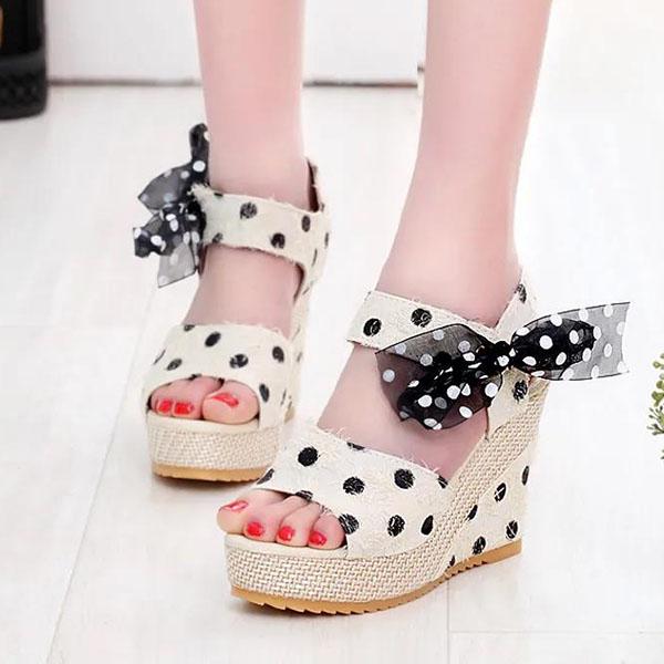 Women's Summer Peep-toe Wedges Heeled Sandals Vintage Lace Party High-heeled Shoes Casual Versatile Non-slip Sandals