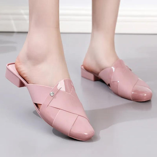 Slippers Women's Summer Fashion Korean Version Casual All-match Comfortable Low-heeled Baotou Slippers Non-slip Soft Bottom Jelly Slippers