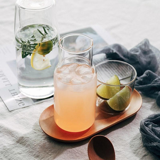 Glass Cup Cold Drink Cup Set Water Cup Water Carafe with Tumber Juice Milk Pot Durable High Borosilicate Glass Drinkware