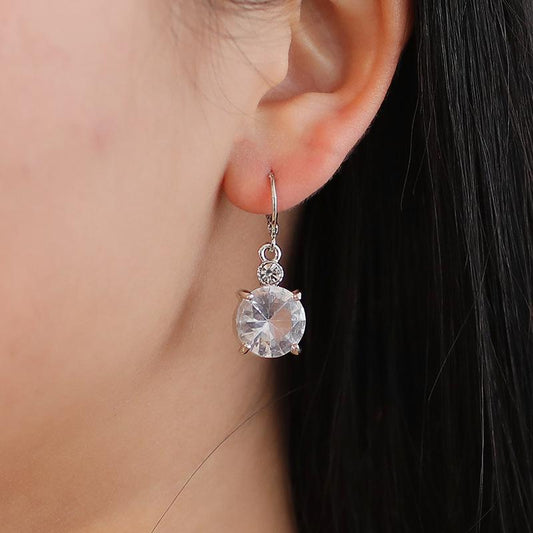 Fashion Bridal Jewelry Round Crystal Zircon Earrings Necklace Set Exquisite Jewelry Set