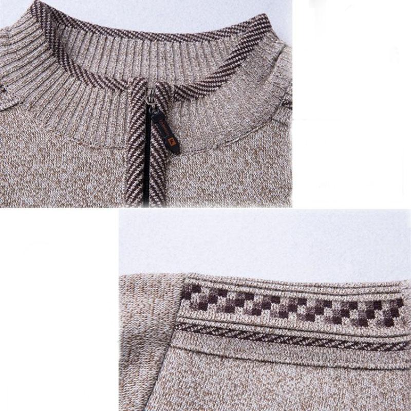 Winter Sweater Men's Zipper Half High Neck Knitted Sweater Men's Winter Thickening