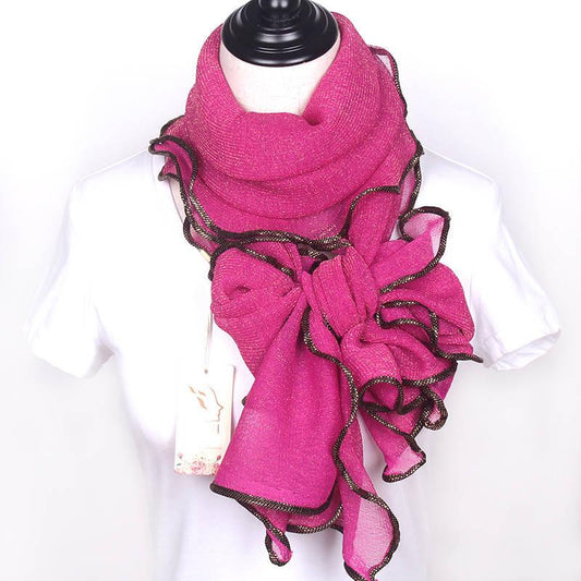 Bright Silk Edging Scarf Women Long Fashion All-match Dancing Scarf Sweet Shawl Wrap
