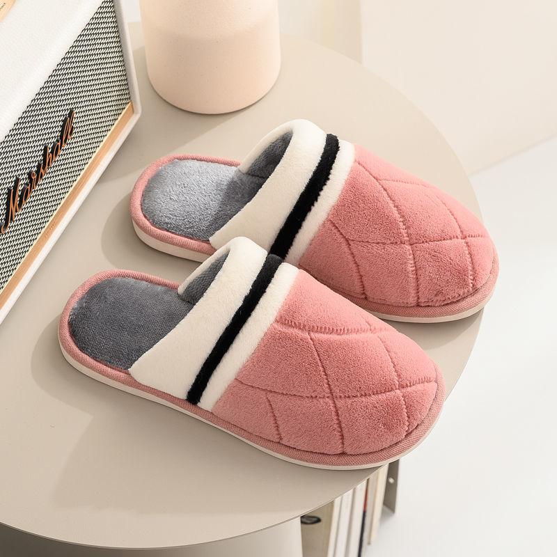 Women's Winter Warm Plush Indoor Cotton Slippers Home Household Non Slip Soft Flat Fur Slippers