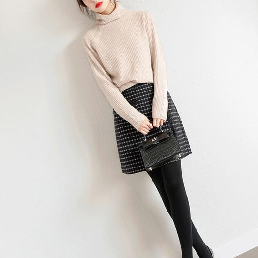 Autumn and Winter Pile-collar Personalized Tops, Knitted Inner Long-sleeved Sweaters, Versatile Fashion Short Tops