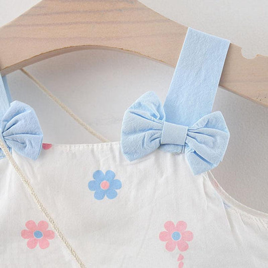 Baby Baby Summer Dress Girl Suspender Cute Flower Princess Skirt Print Suspender Skirt Square Collar Sleeveless A-line Skirt