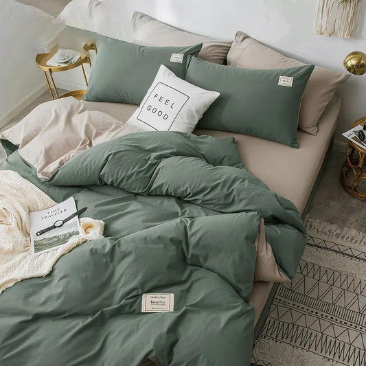 Modern Simple Pure Cotton Bedding Set Solid Color Four-piece Single Double Bed