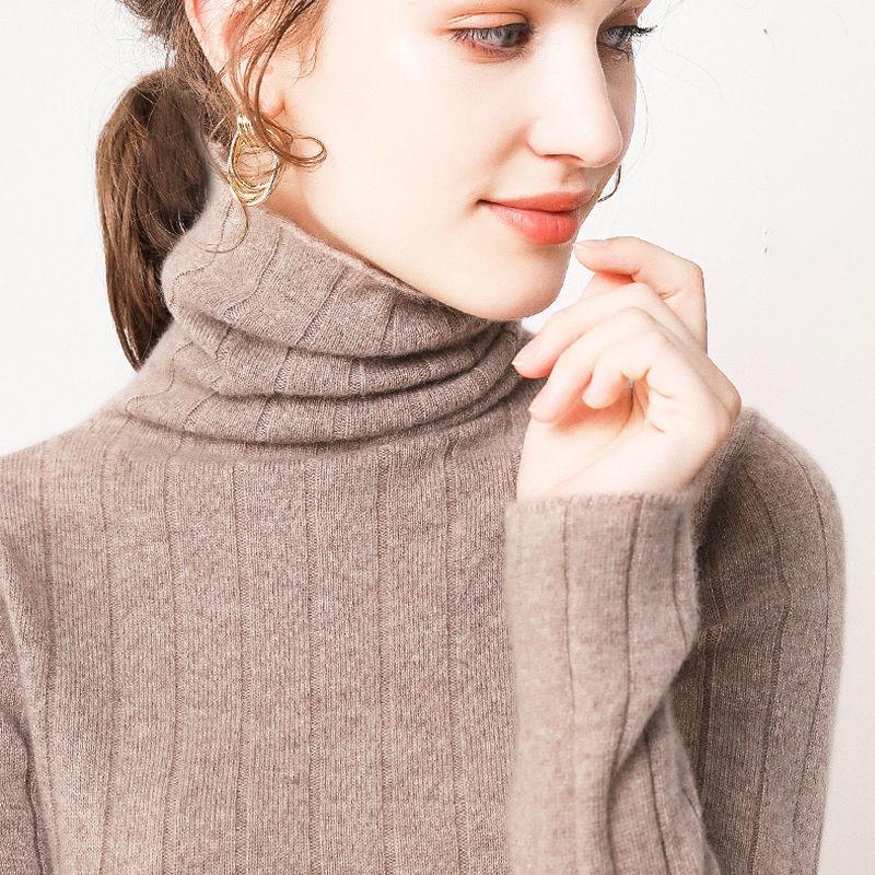 Casual Winter turtleneck Sweater Pullover Women Long Sleeve chic female loose Knit Sweaters thick