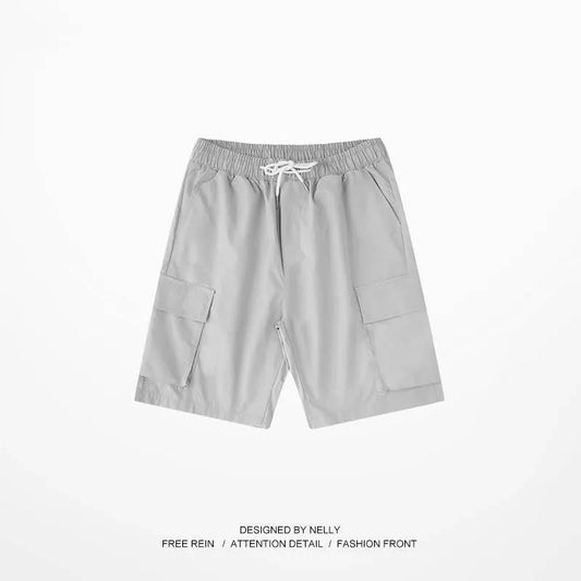 Men's Overalls Spring and Summer All-match Straight Shorts Thin Comfortable Breathable Pants Loose Five Points Casual Pants Solid Color Pocket Shorts