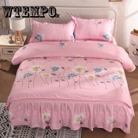 Bedding Set Flower Bed Linen 4pcs/set Duvet Cover Set Pastoral Bed Sheet Duvet Cover