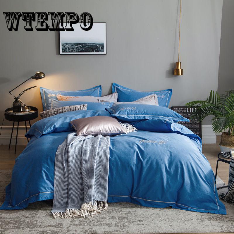 Comfortable Soft Cotton Quilt Set Bed Skirt Four-piece Lace Quilt Cover Solid Color Princess