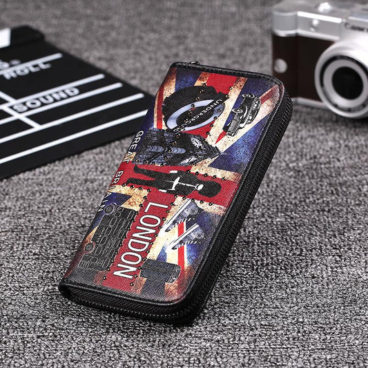 Business Long Wallet Men Women Anti-theft Multi-function PU Flag Card Package Clutch Coin Bag