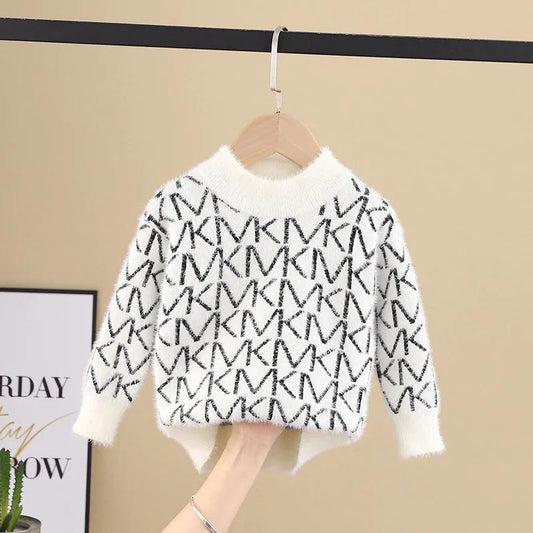 Children's Sweaters Mink Wool Thickening In The Autumn Winter Child Boy's Head Warm Sweater Render Unlined Upper Garment
