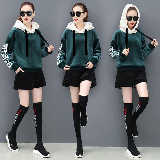 Cotton Women's Sweatshirt Wild Large Size Long Sleeve Warm Hoodie Autumn Winter Sweatshirt