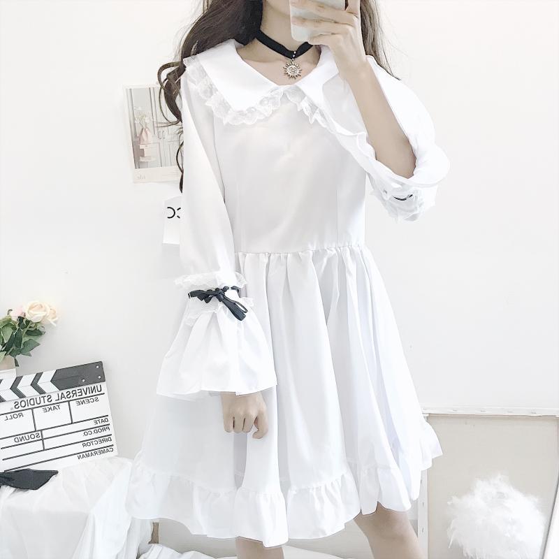 Black and White Gothic Style Maid Costume Lolita Dress Cute Japanese Costume Party Dress