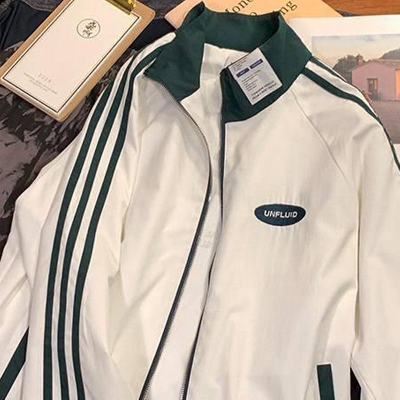 Spring and Autumn Striped Stitching Retro Jacket Men's Top College Style Korean Version of The Trend Ins Jacket Handsome Couple Coat