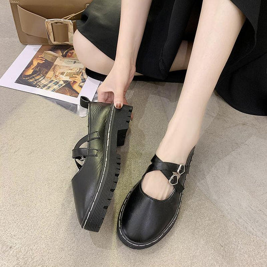 Small Leather Shoes Female British Retro Trifle Bottom Comfortable Versatile Mary Jane Shoes High Quality