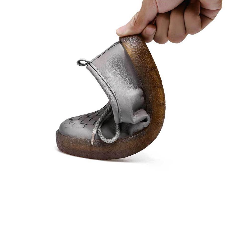 Retro Women Loafers Genuine Leather Flat Shoes Slip On Soft and Comfortable Lace Up Casual Shoes for Ladies