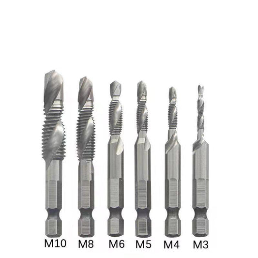 High Speed Steel Thread Spiral Screw M3 M4 M5 M6 M8 M10 Metric Composite Tap Drill Bit Tap 6pcs/set