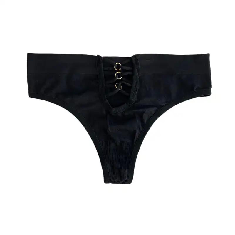 Ladies Sexy Thong High Elastic Middle Low Waist T Pants Front Cross Strap Comfortable Breathable Sports Fitness Butt Lifting Panties