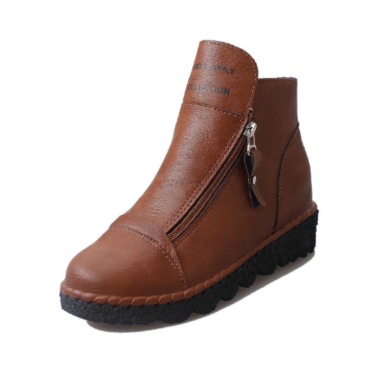 WarmJackets Casual Student Round-toe Increased Side Zipper Single Women's Shoes