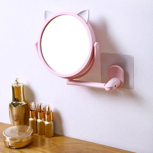 Wall-mounted Makeup Mirror Bathroom Bedroom Free Punch Suction Cup Round Beauty Mirror 360 Rotation