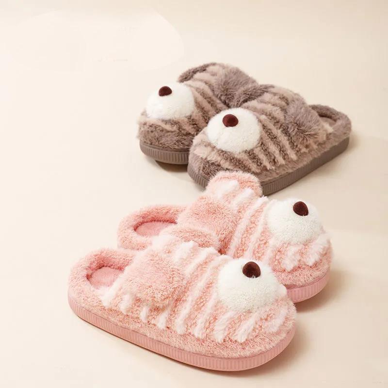 Autumn and Winter Cute Puppy Cotton Slippers Warm Flat Shoes Indoor Non-slip Cotton Shoes Soft Shoes