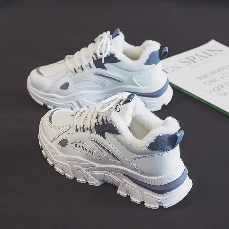 Women's Warm Winter Non-slip Sneakers Plus Velvet Thick All-match Casual Cotton Shoes