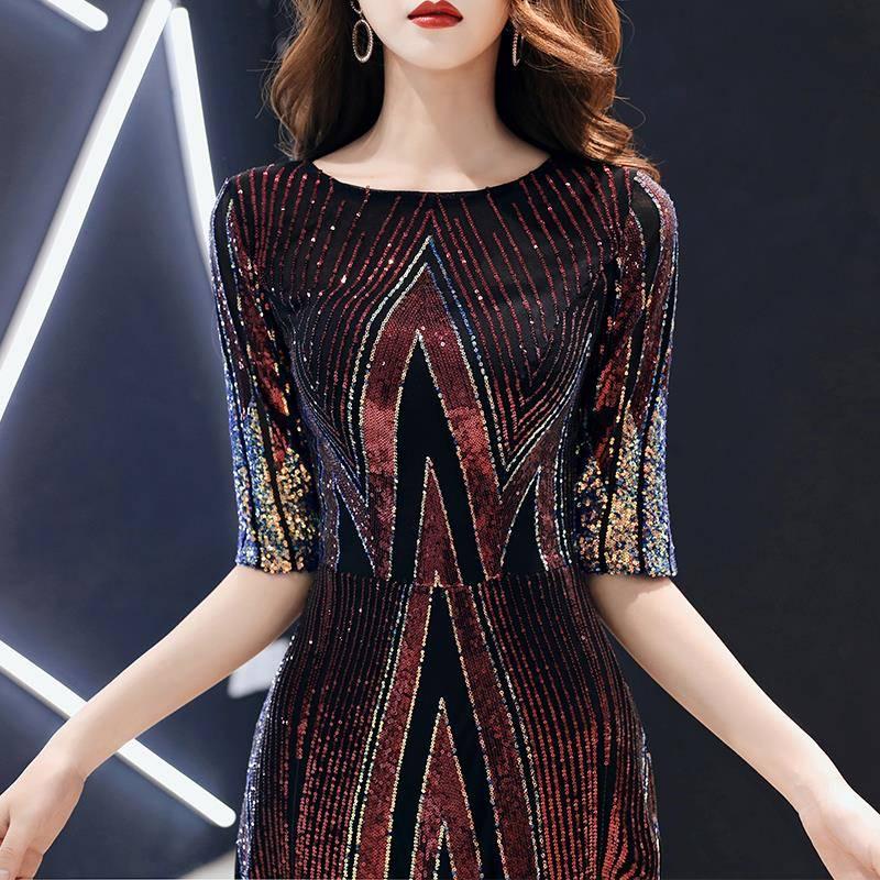High-end Evening Dress Banquet Noble Elegant Sequins Temperament Sexy Slim Long Fishtail Dress Women