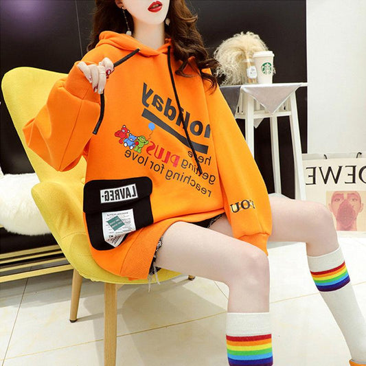 Fashion Spring and Autumn Thin Female Sweater Wild Hat Loose Korean Version Leisure Blouse