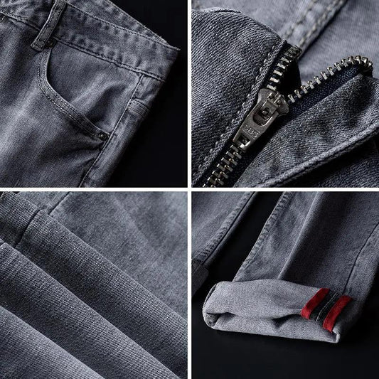 High Quality Men's Heavy Industry Washed Smoky Gray Jeans Men's Spring and Autumn Trousers
