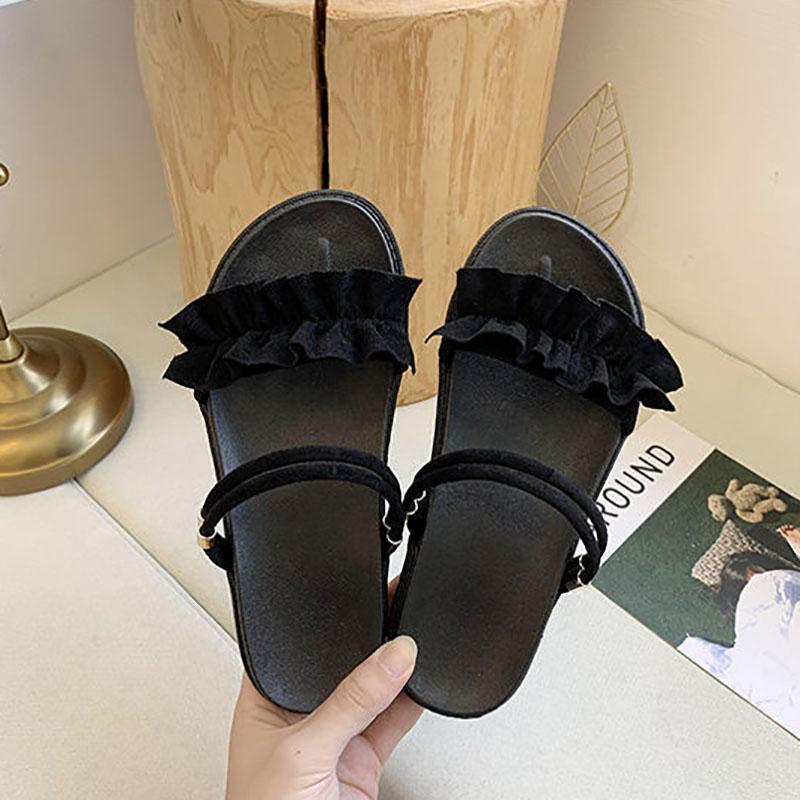 Sponge Cake Platform Sandals Female Fairy Style Summer Student Flat Roman Net Red Sandals