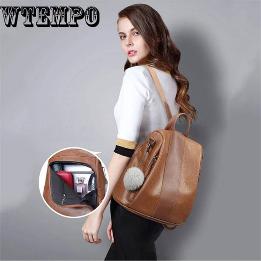 Women Backpack School Bag Pu Leather Backpack Female Vintage Leisure Travel Backpack for Women
