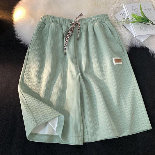 Summer Ice Silk Shorts Women's Loose Casual Wide-leg Pants Straight Five-point Pants